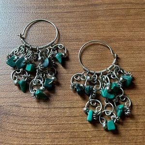 Dainty wire hoops with fun turquoise color stones